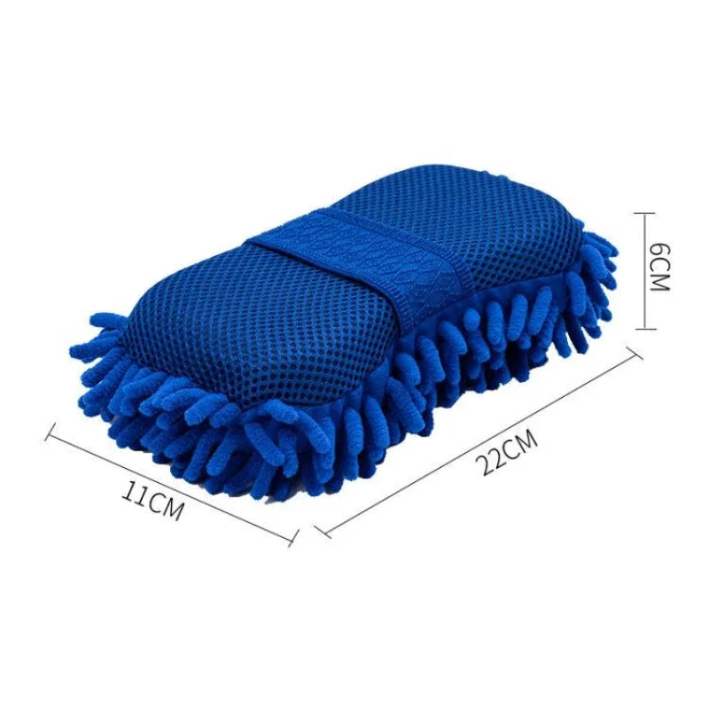 Microfiber Chenille Car Wash Sponge Pad Blue