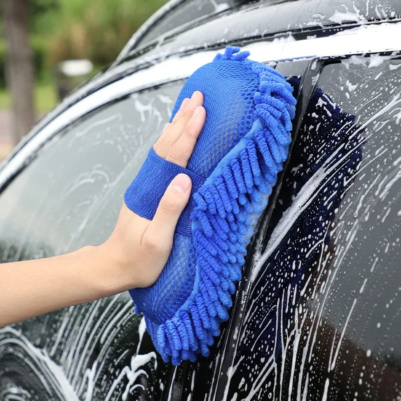 Microfiber Chenille Car Wash Sponge Pad Blue