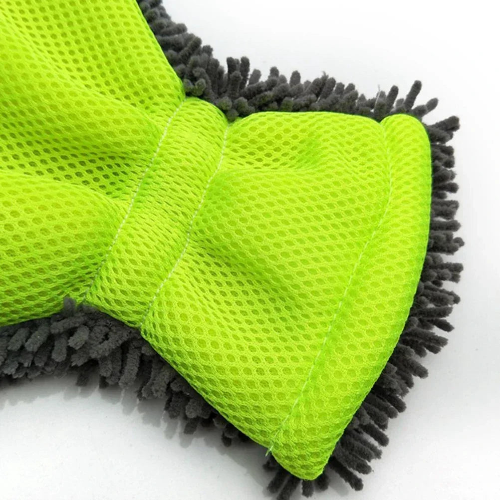 5-Finger Microfiber Chenille Car Wash Glove Mitt Green