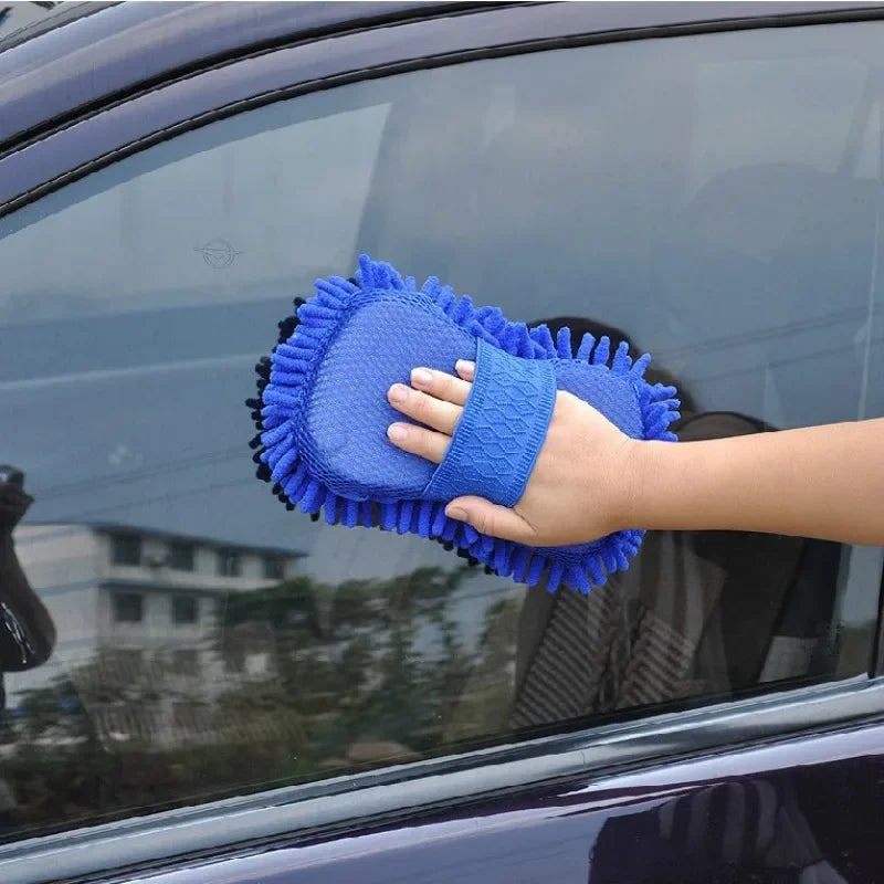 Microfiber Chenille Car Wash Sponge Pad Blue