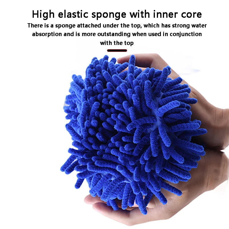Microfiber Chenille Car Wash Sponge Pad Blue